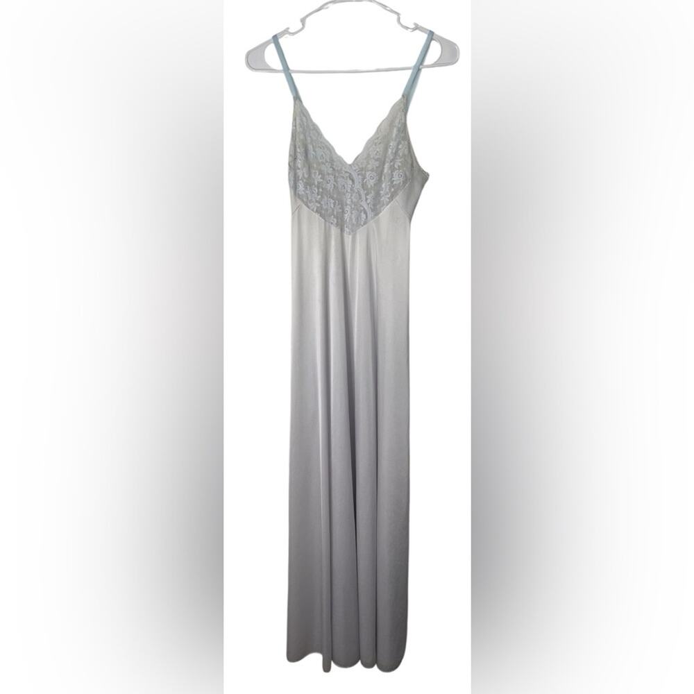 Vanity Fair Light Blue Vintage Fairy Semi Sheer Lace Slip Sleep Dress size 32